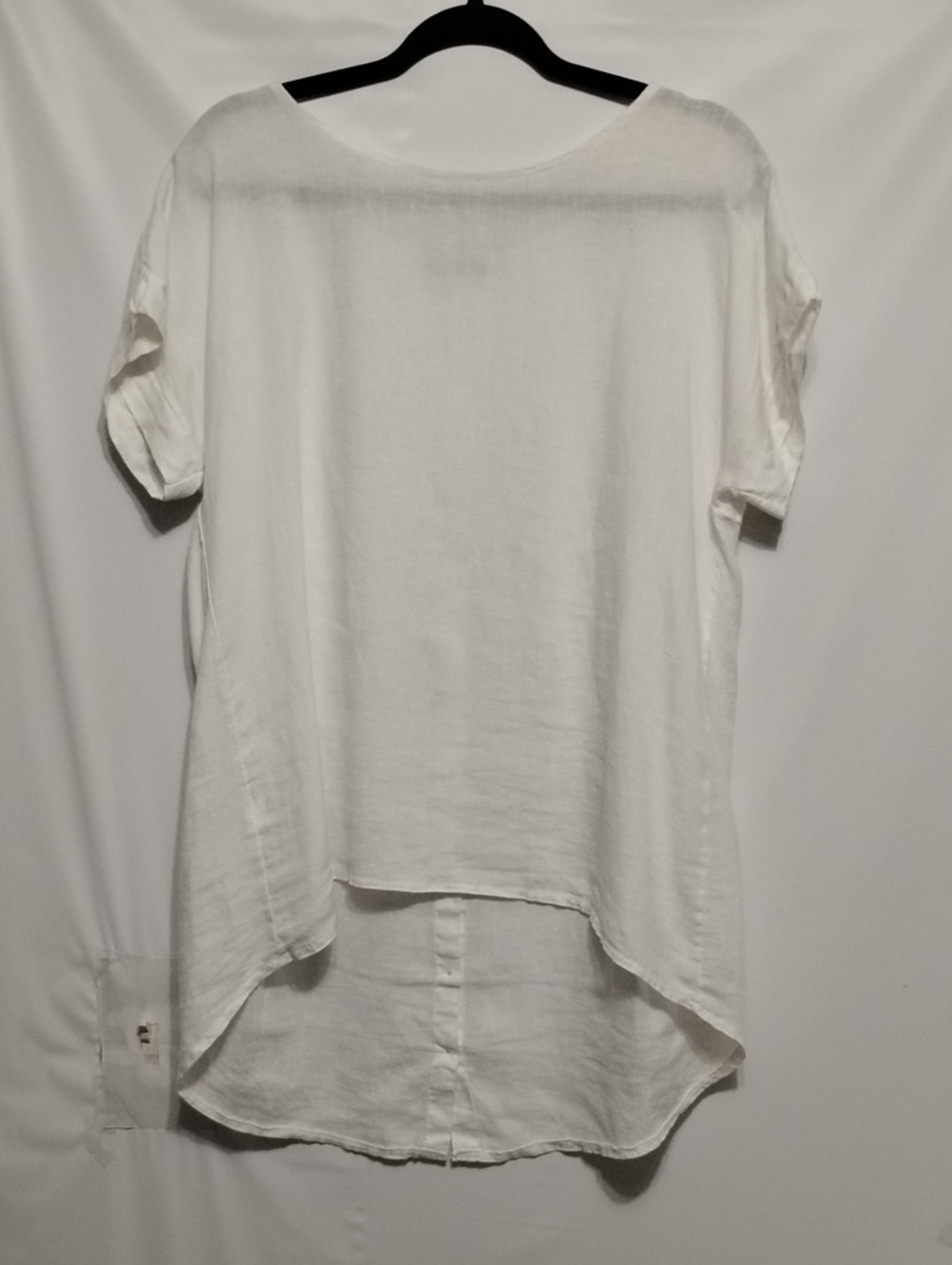 Terzo Millennio Women's S White High-Low Linen-Blend Top